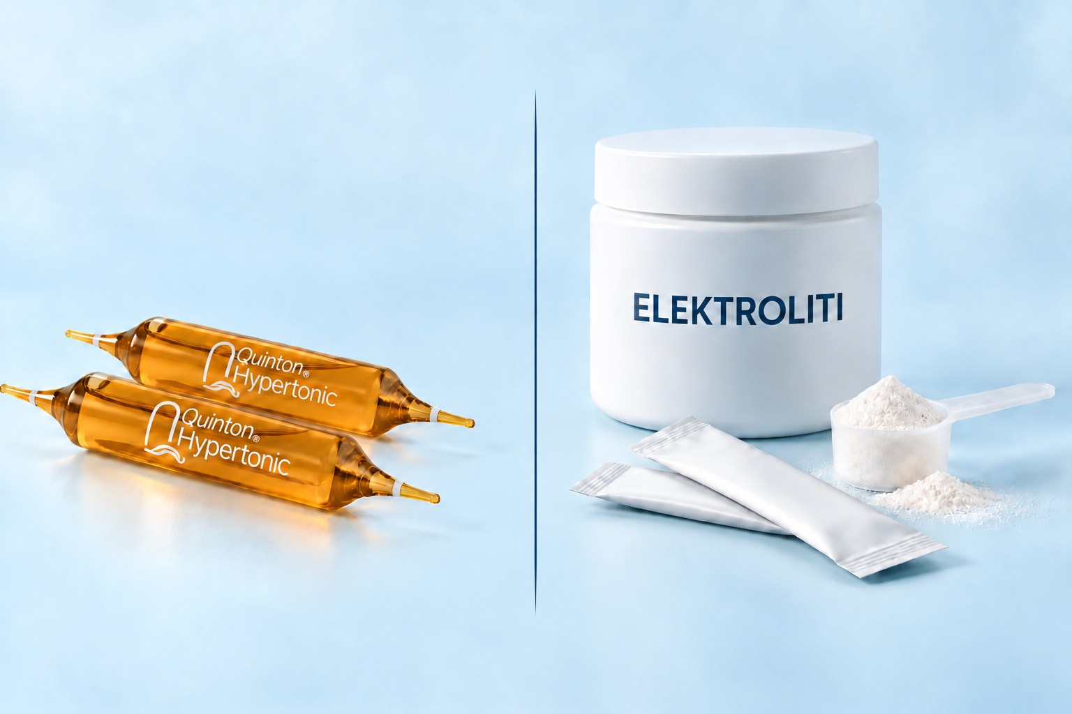Poređenje Quinton Hypertonic ampula i elektrolita u prahu